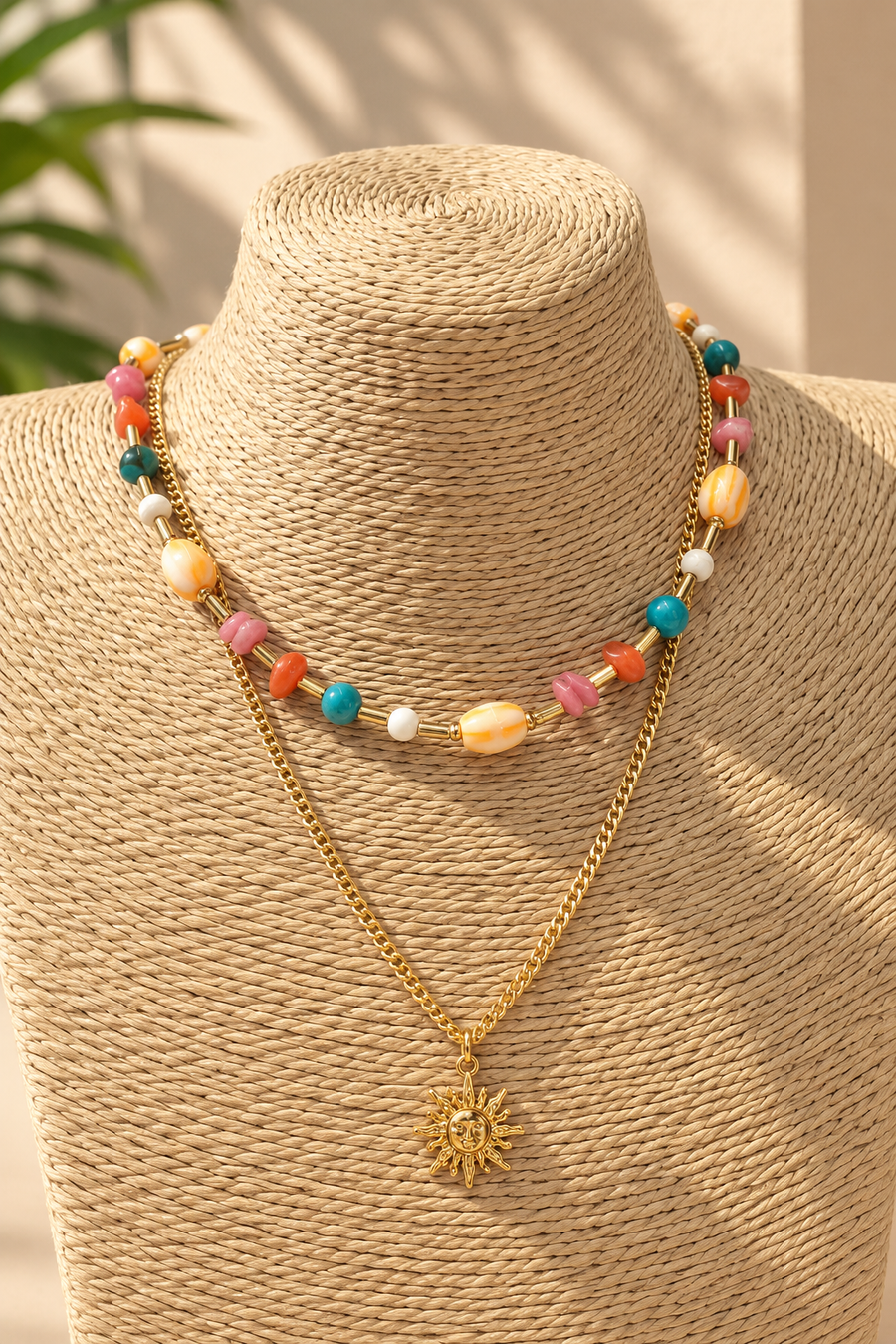 Collar Tropical Piedras Sol Colores