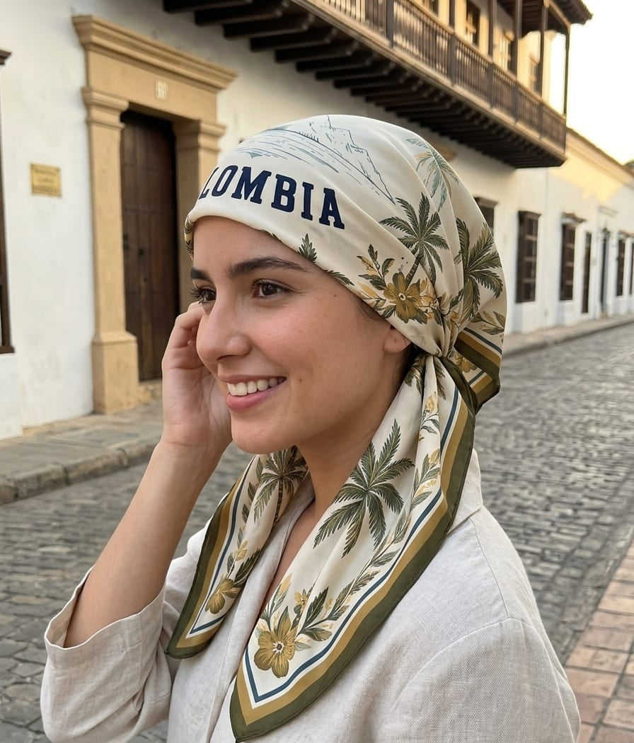 Pañoleta Colombia Palmeras Verde