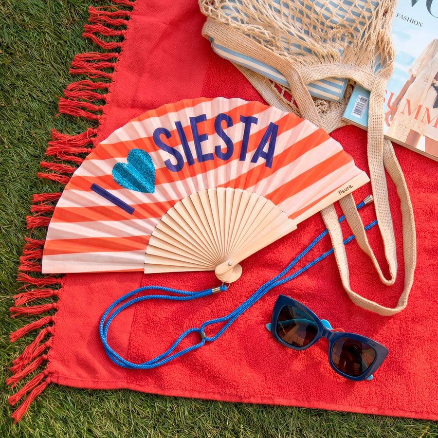 Abanico I Love Siesta Glitter