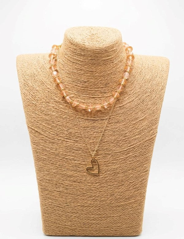 Collar Rondela Piedras Corazon