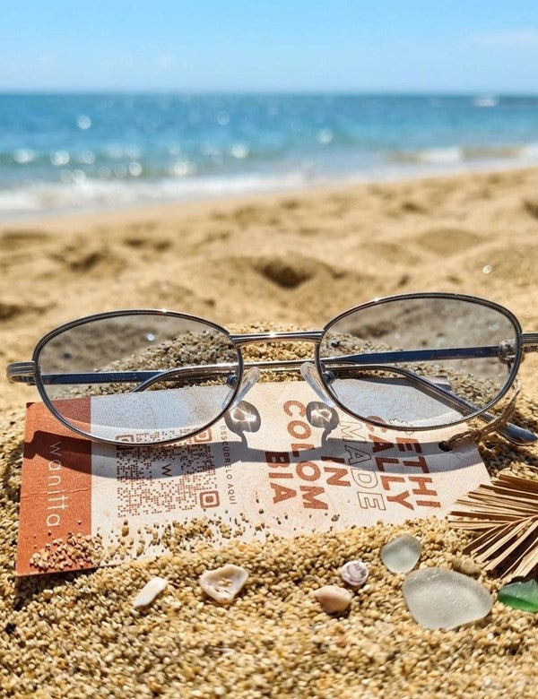 Gafas Redondas Marco Trasnparente Lente Azul