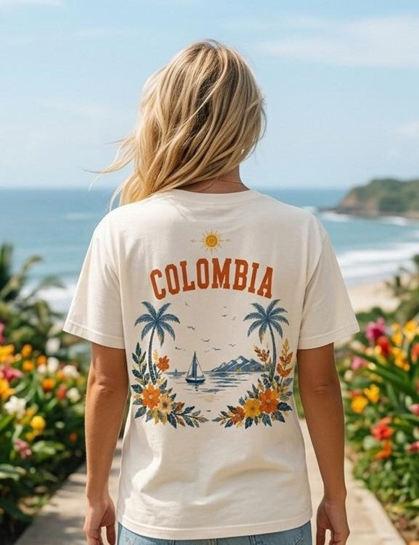Camisa Colombia Palmeras Azules
