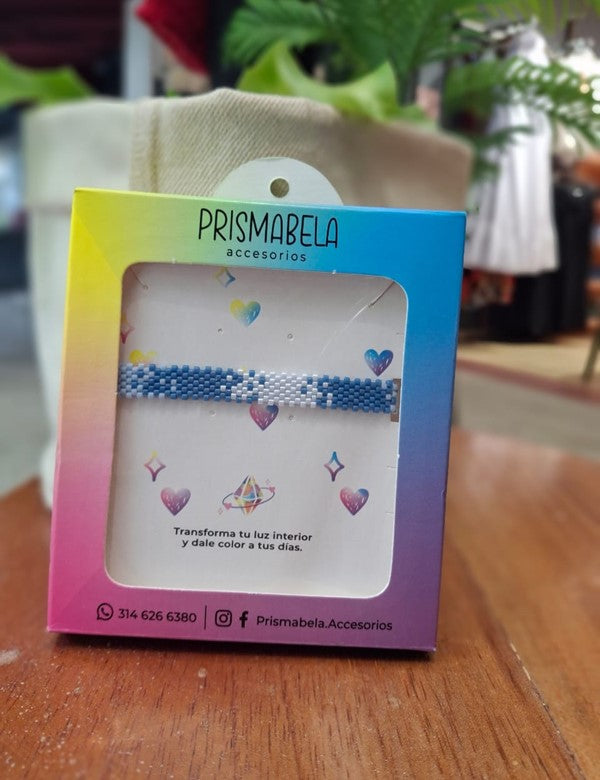 Pulsera 9 hilos azul claro y oscuro