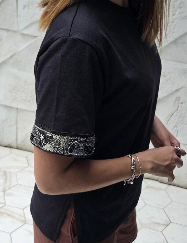 Camisa Atelier Aplique Negra