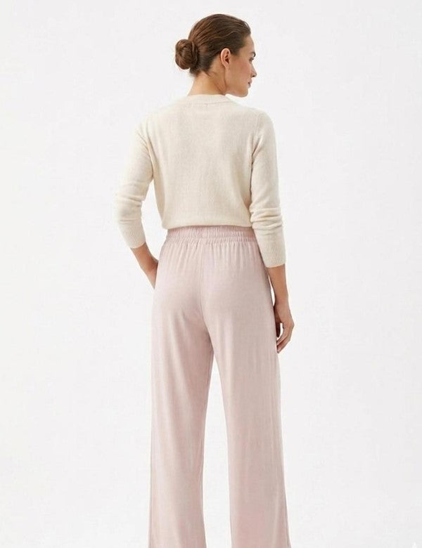 Pantalon Relax Con Elastico En La Cintura Arena