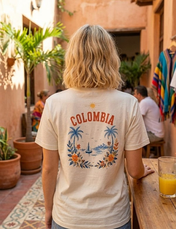 Camisa Mantequilla Palmeras Azules