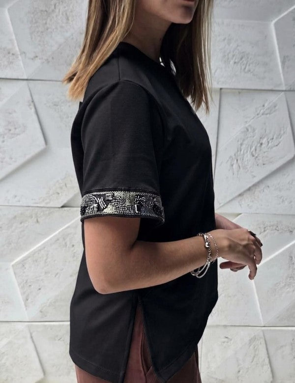 Camisa Atelier Aplique Negra