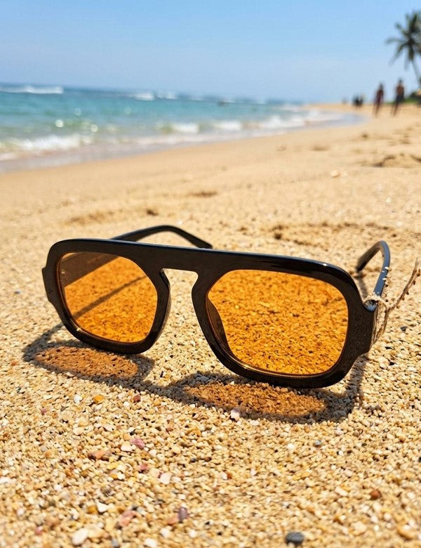 Gafa Aviador Marco Negro Lente Naranja