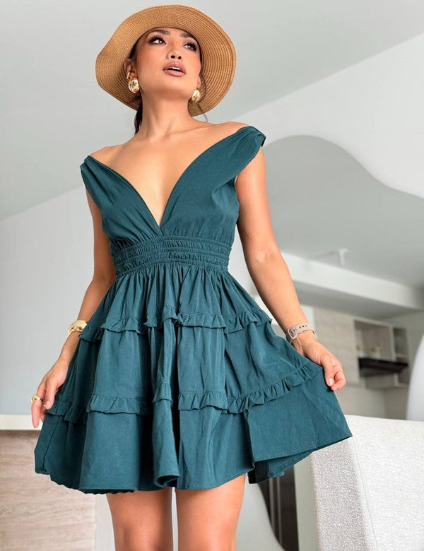 Vestido Carmenza Verde Botella