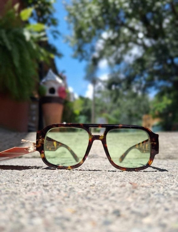 Gafa Aviador Grande Marco grueso print Lente Verde