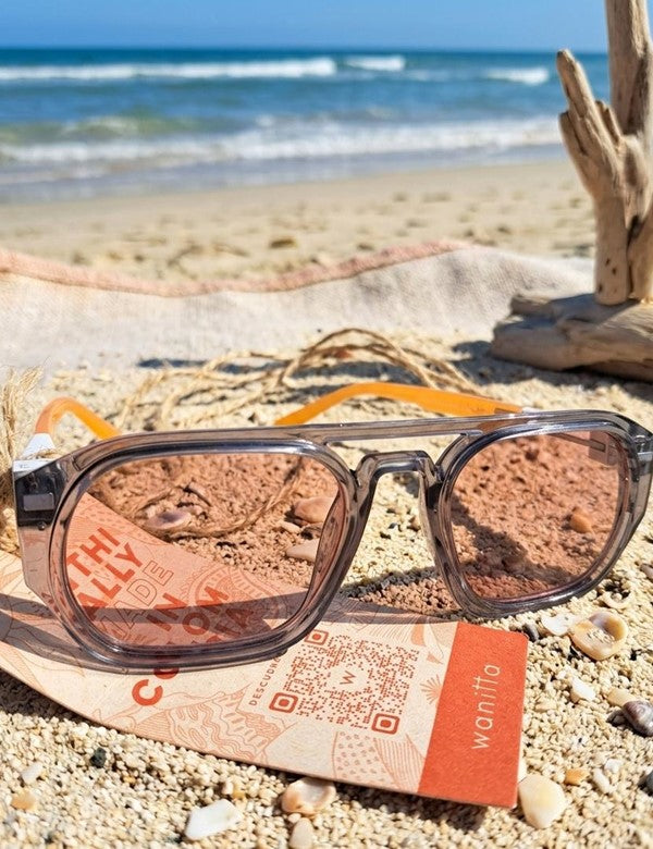 Gafas Aviador Pequeña Marco Transparente Lente Rosa