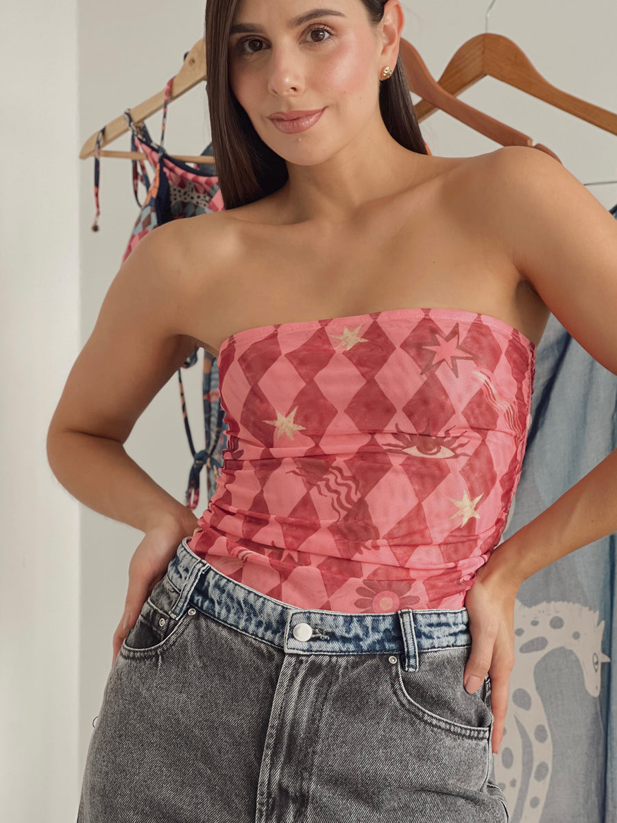 Magic Strapless Estampado Rosado