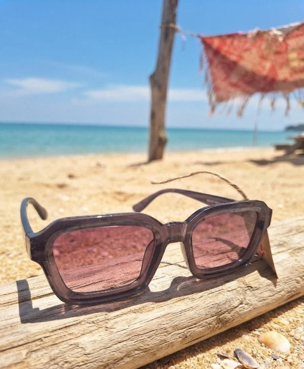 Gafas Ovalada Marco Gris Lente Azul