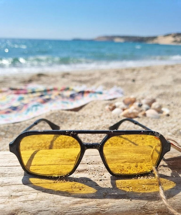 Gafas Aviador Marco Negro Lente Amarillo