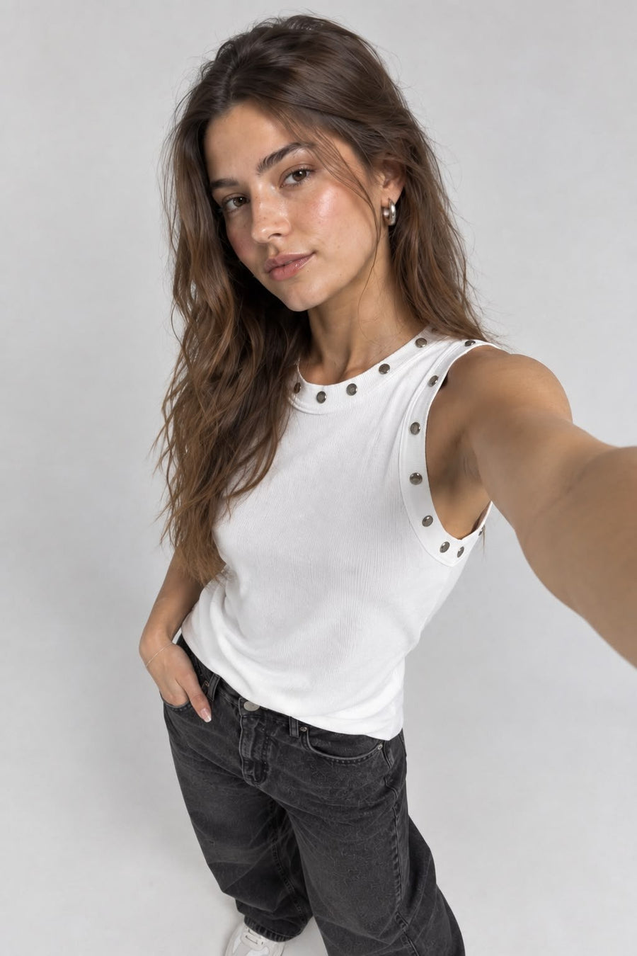Strass Tank Top White