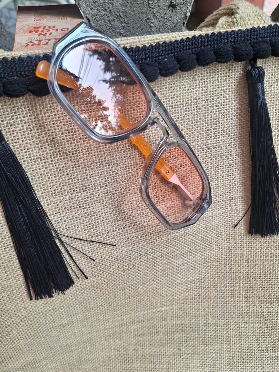 Gafas Aviador Pequeña Marco Transparente Lente Rosa