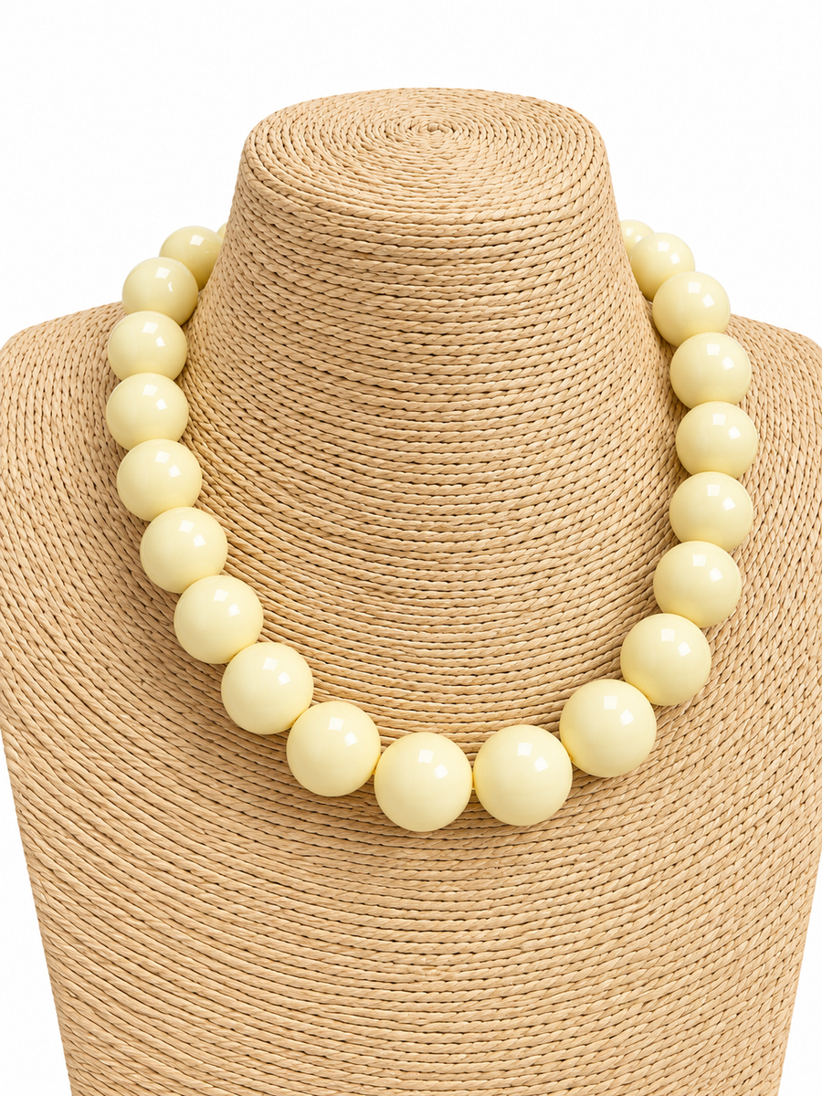 Collar Maxi Bolas Amarillo Pastel