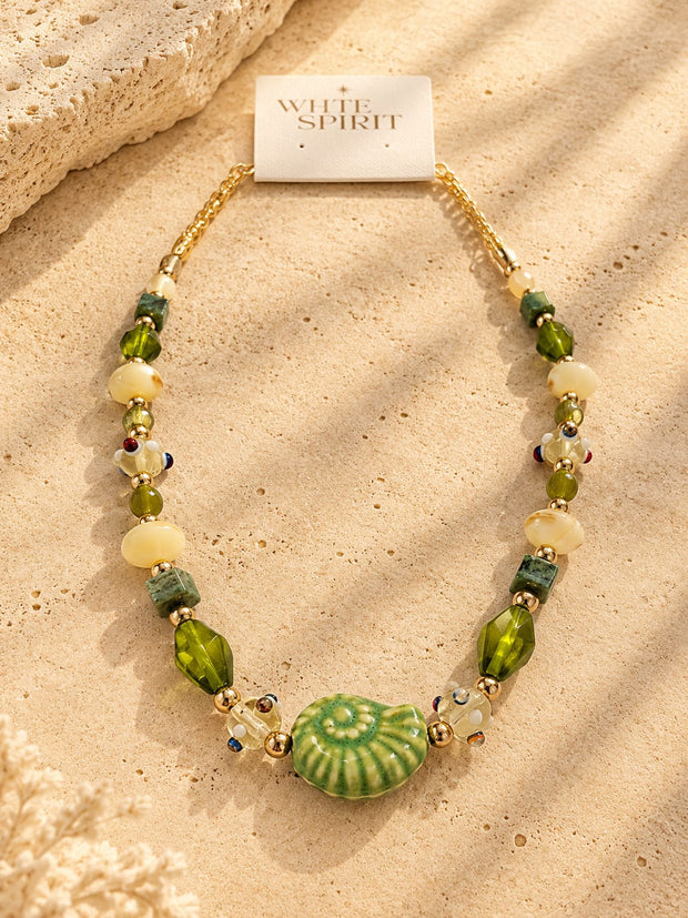 Collar Caracol Vidrio Verde