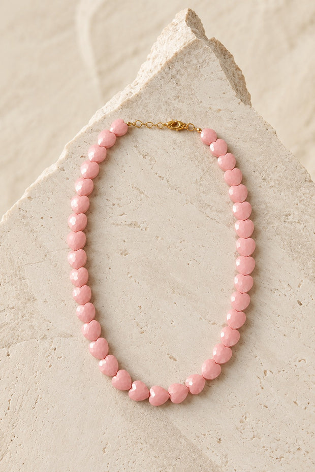 COLLAR CORAZON MATE PEQ ROSADO