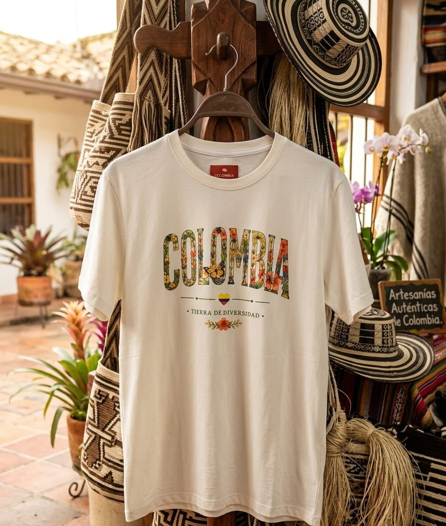 Camisa Colombia Diversa Frontal Estampado Multicolor