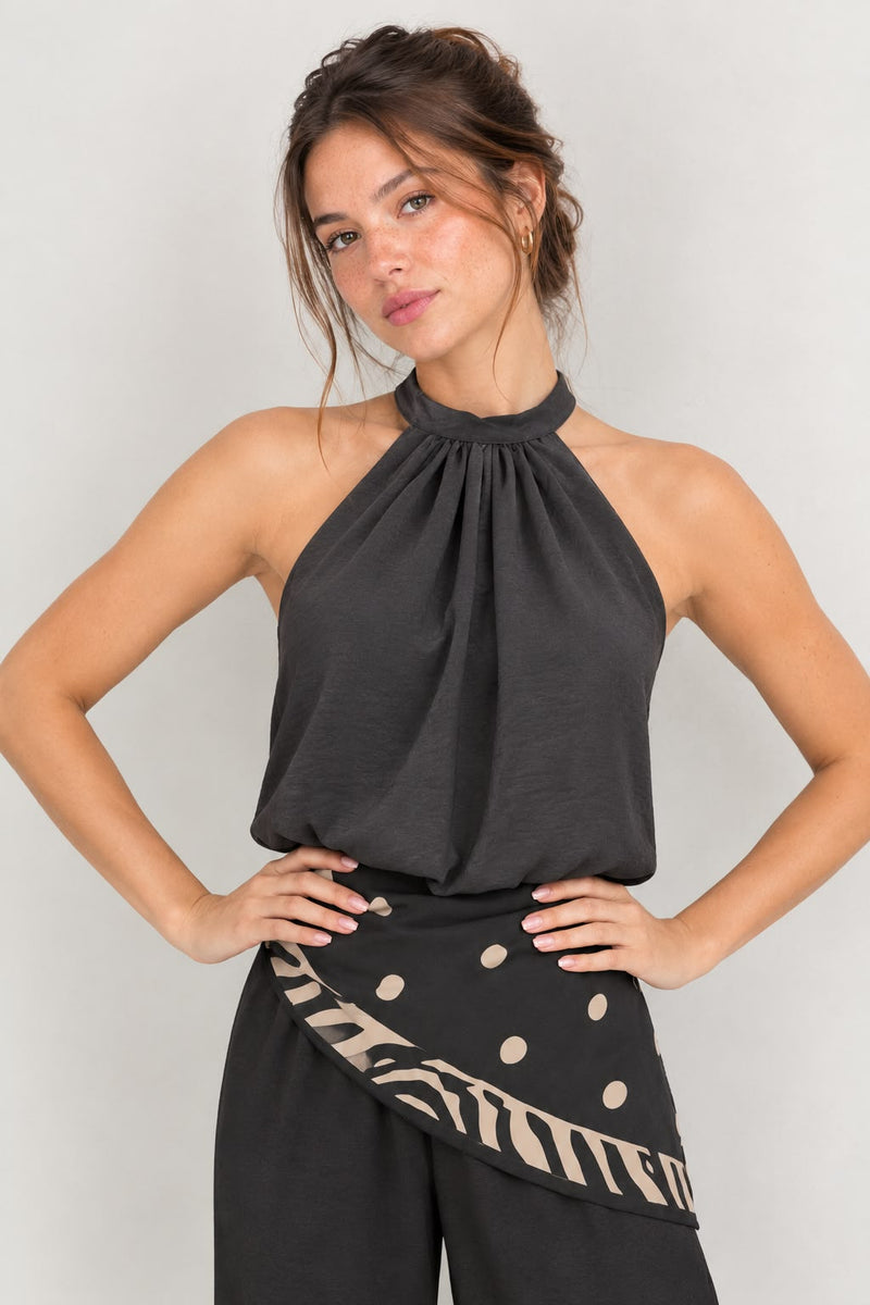 Pañoleta Negra Lunares Beige