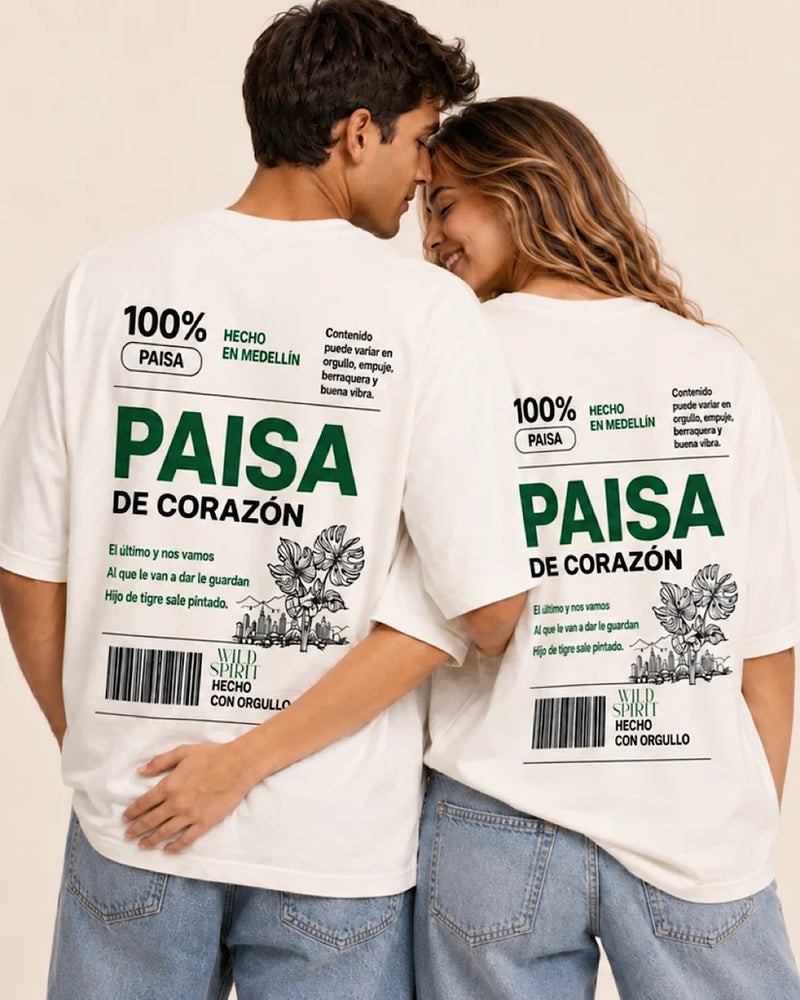 Camiseta T shirt 100 %  Paisa Blanco