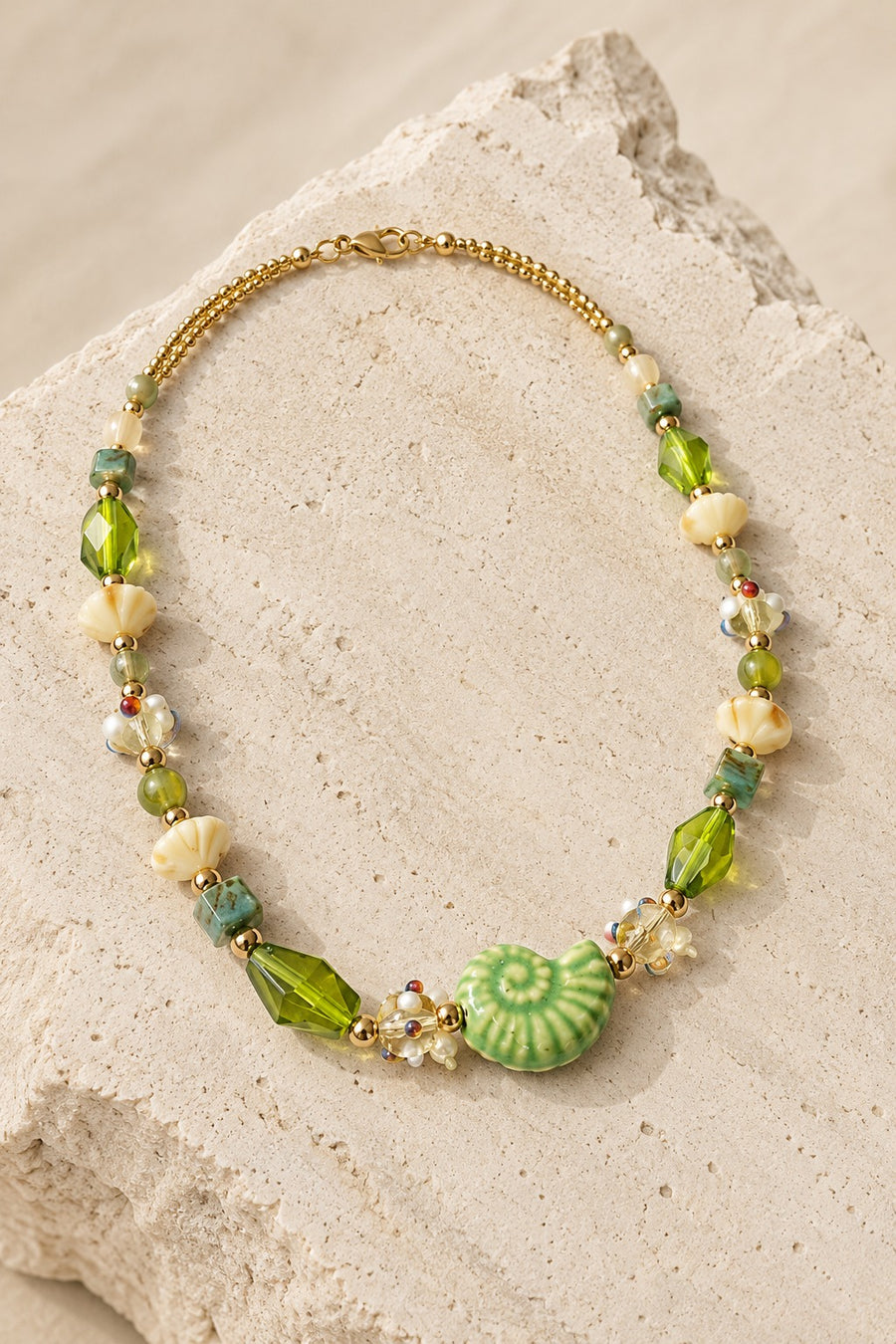 Collar Caracol Vidrio Verde