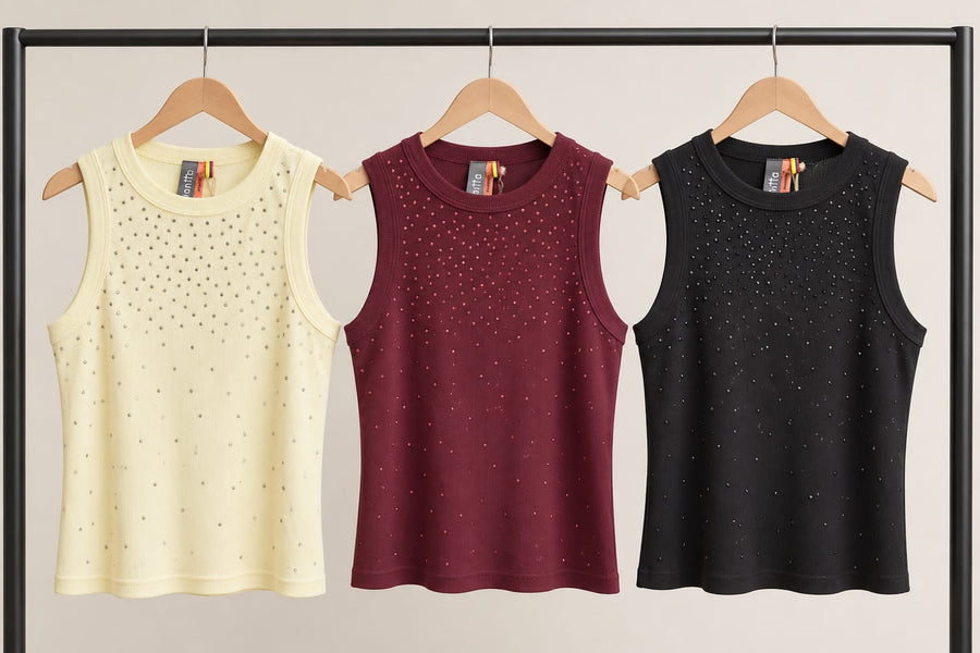Strass Tank Top Black