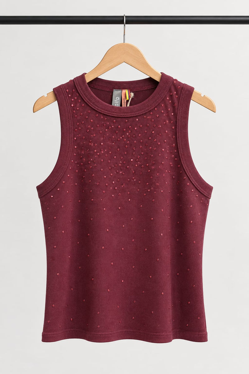 Strass Tank Top Wine