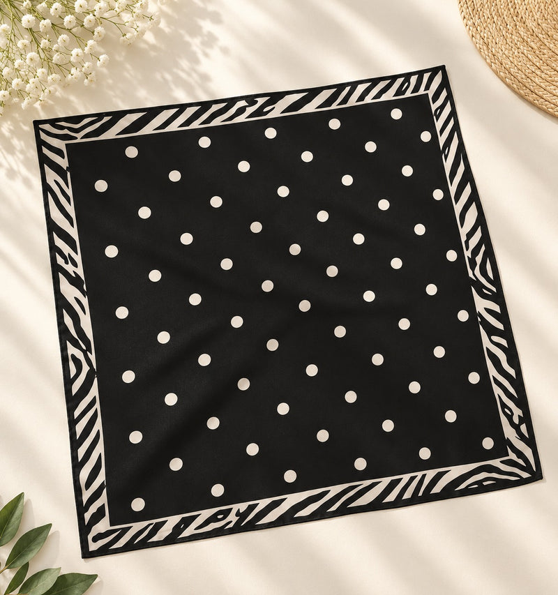 Pañoleta Negra Lunares Beige