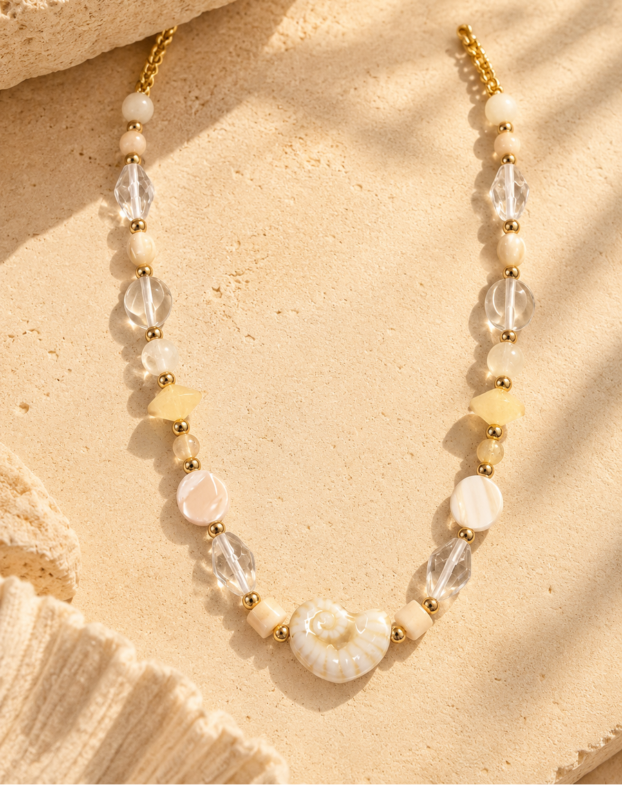 Collar Caracol Vidrio Beige