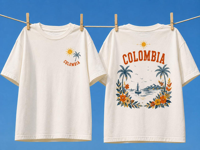 Camisa Colombia Palmeras Azules