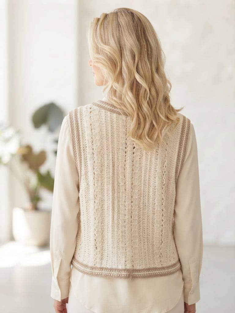 Chaleco Hilo Flores Camel