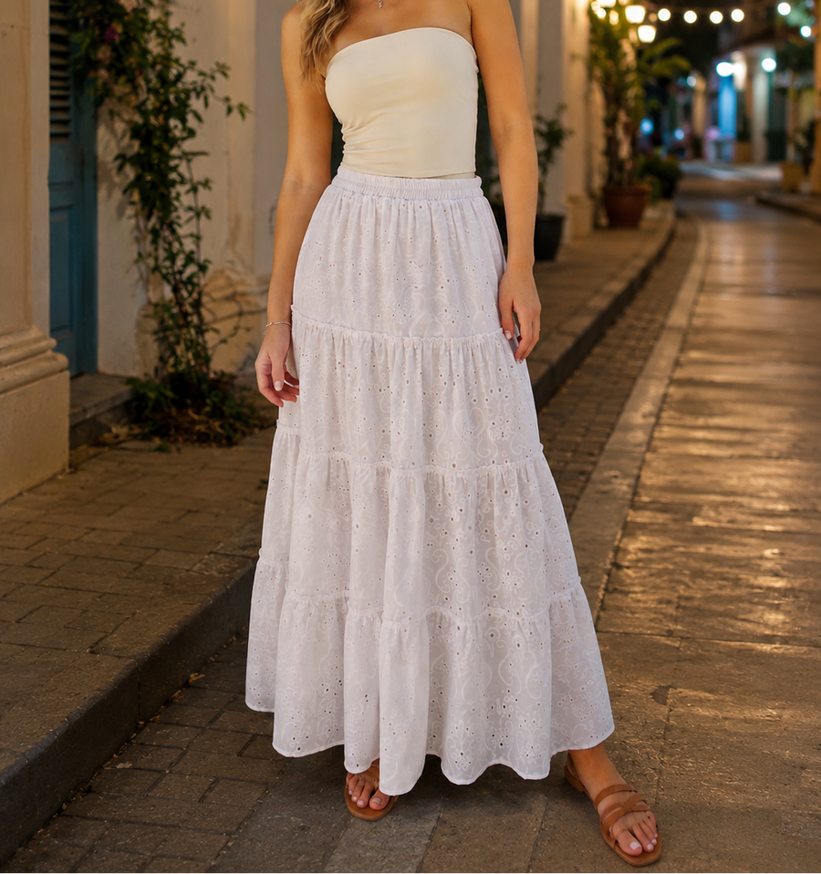 Falda Lorenza Ojalillo Blanco