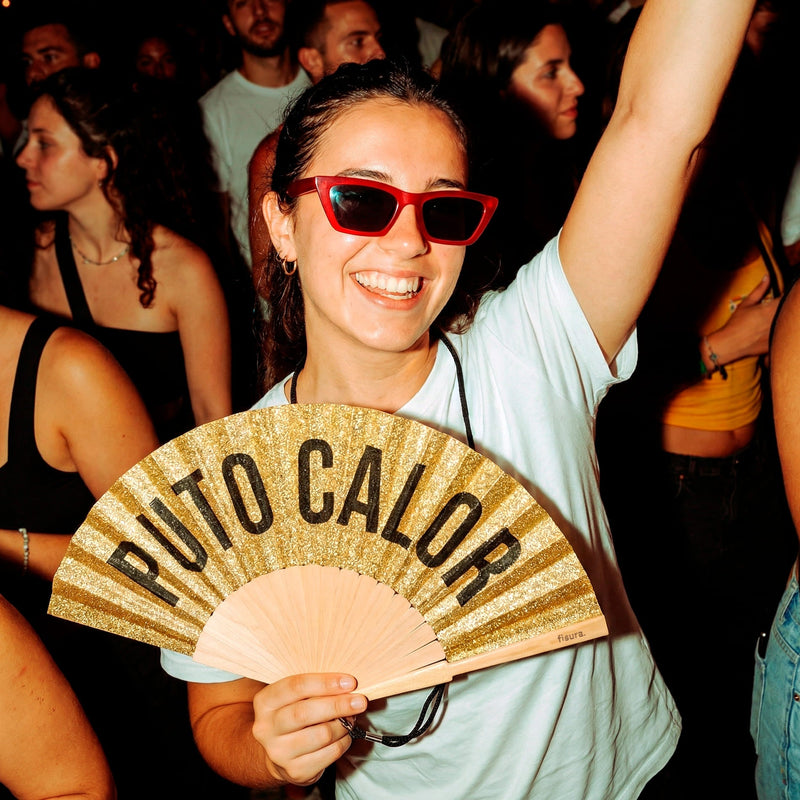 Abanico "Puto Calor" Glitter
