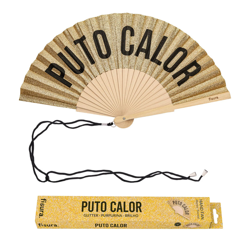 Abanico Glitter  Puto Calor Dorado