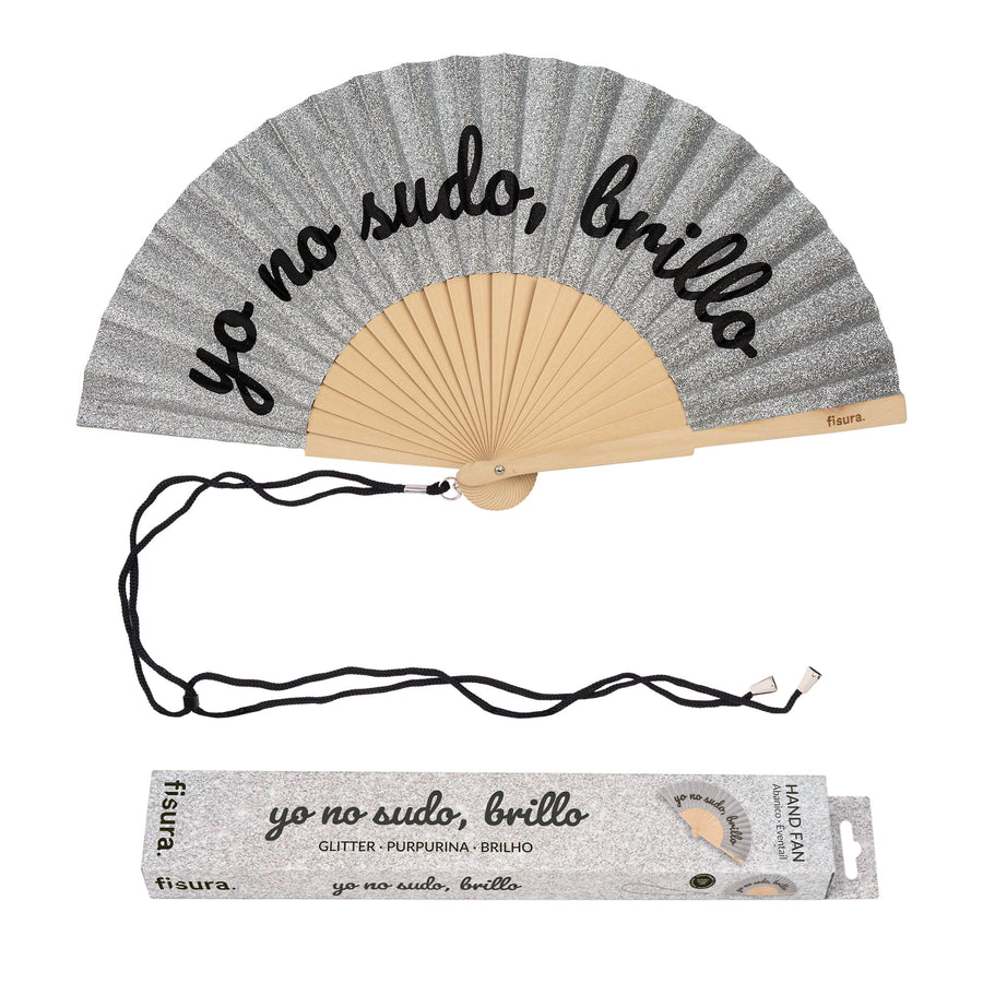 Abanico "Yo no sudo, brillo" Glitter