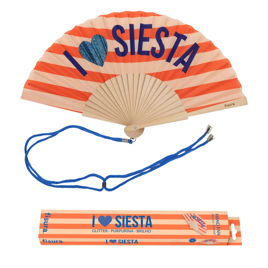 Abanico I Love Siesta Glitter