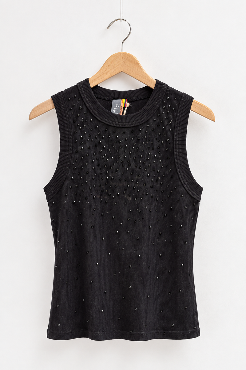 Strass Tank Top Black