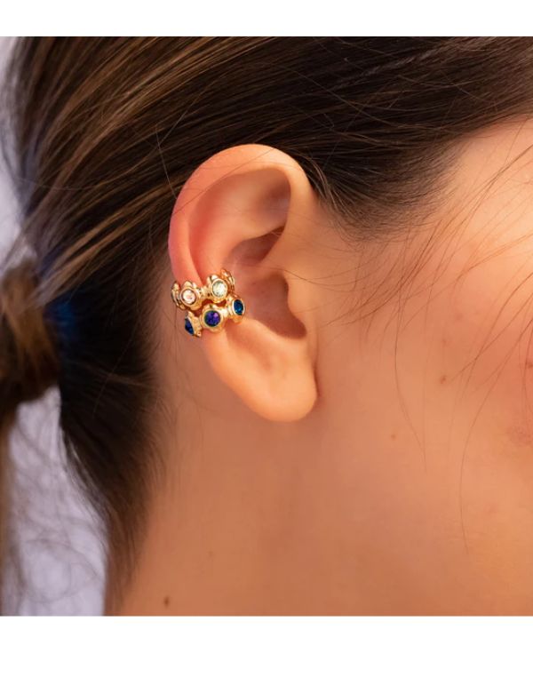 Set Aretes + Earcuff Con Cristales