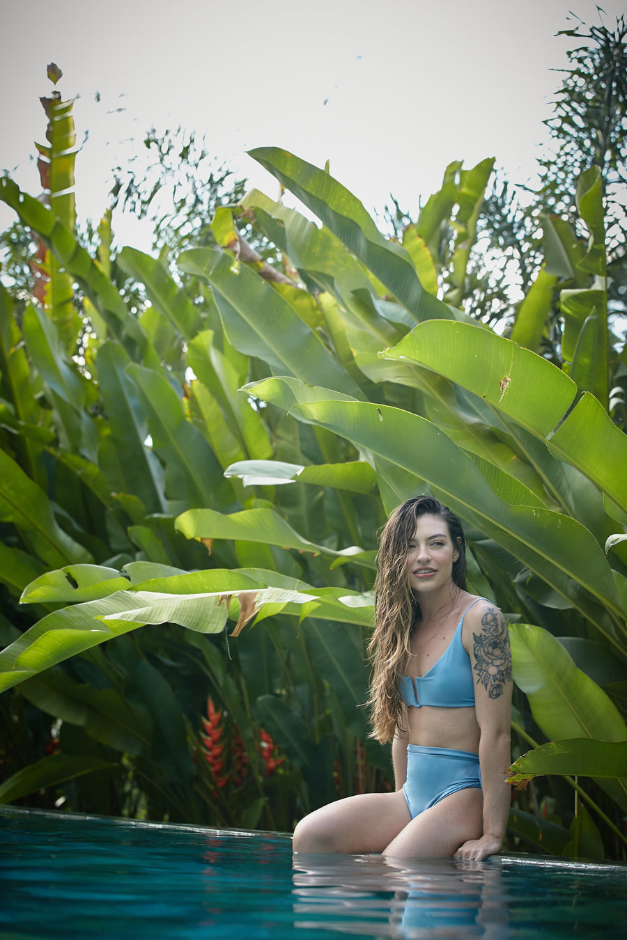 Vestido De Baño Tiro Alto Agua Azul