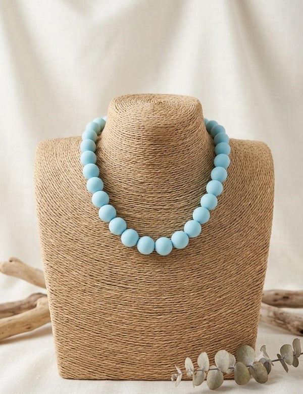 Collar Bolas Mate Grande Celeste