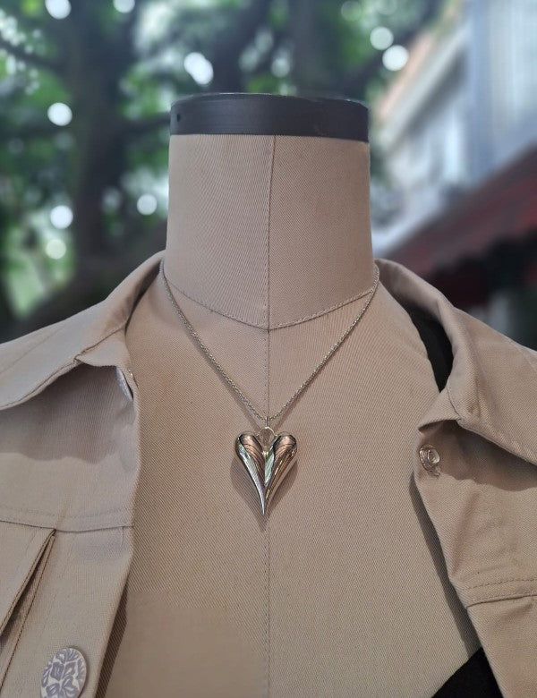 Cadena Corazon Alargado Plata