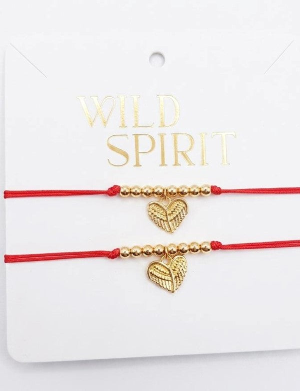 Duo Pulseras Corazon Alas rojo