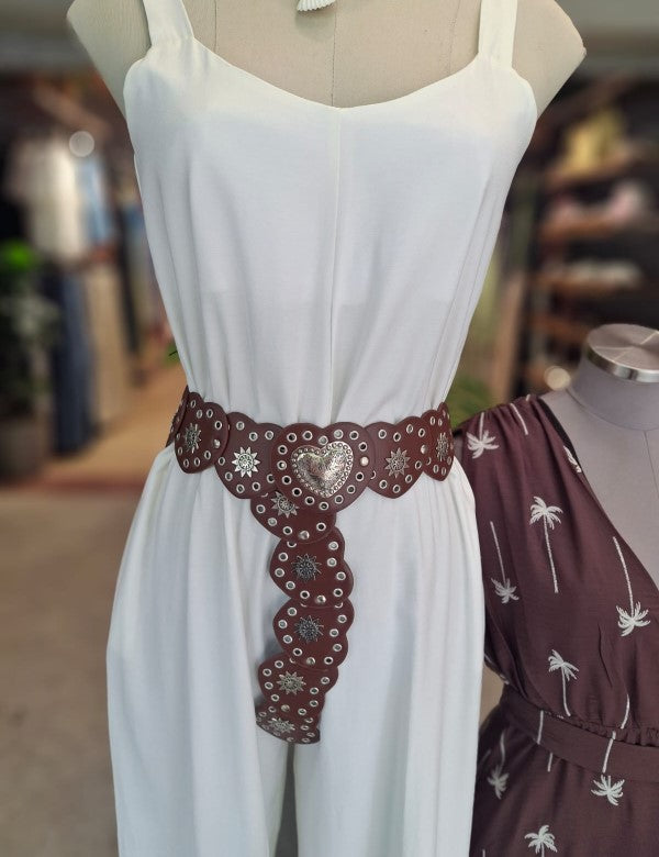 Cinturon Corazones Marron