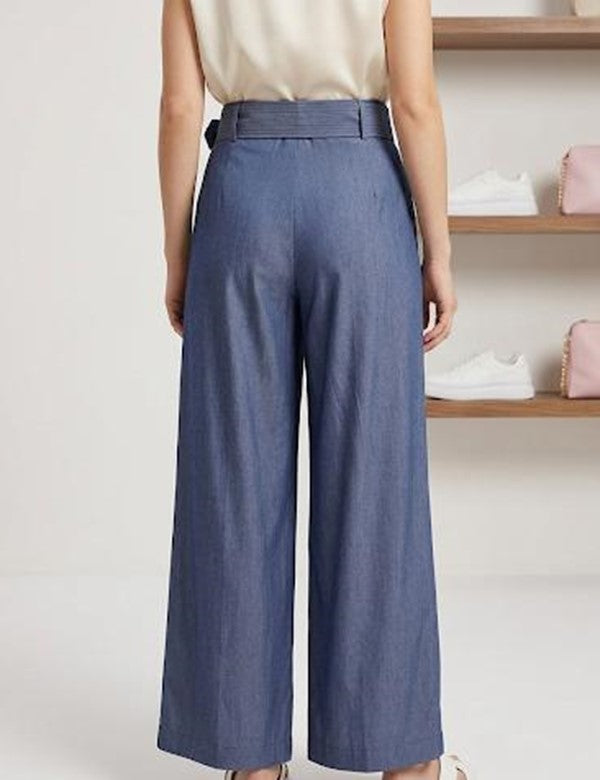 Pantalon Palazzo Denim Indigo Oscuro