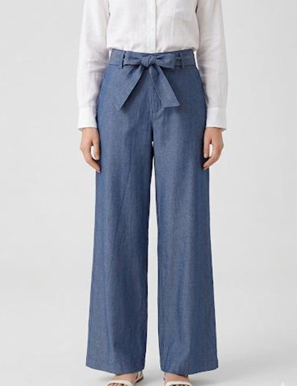 Pantalon Palazzo Denim Indigo Oscuro