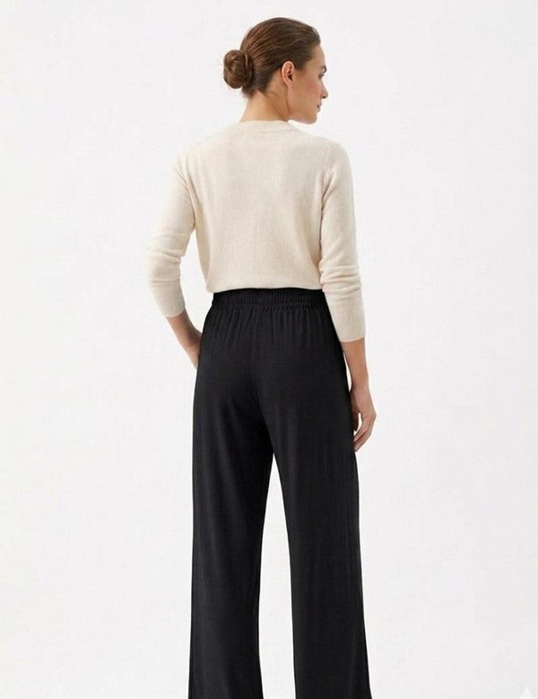 Pantalon Relax Con Elastico En La Cintura Negro
