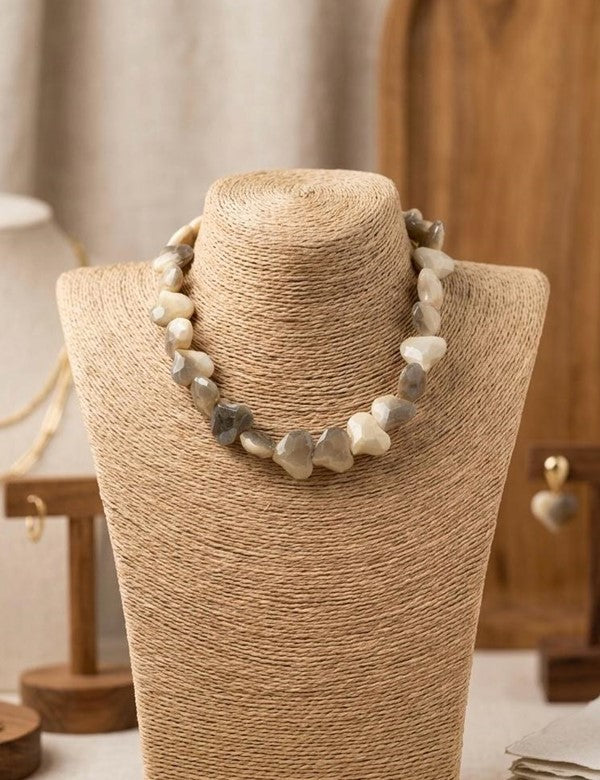 Collar Corazon Visos Marfil