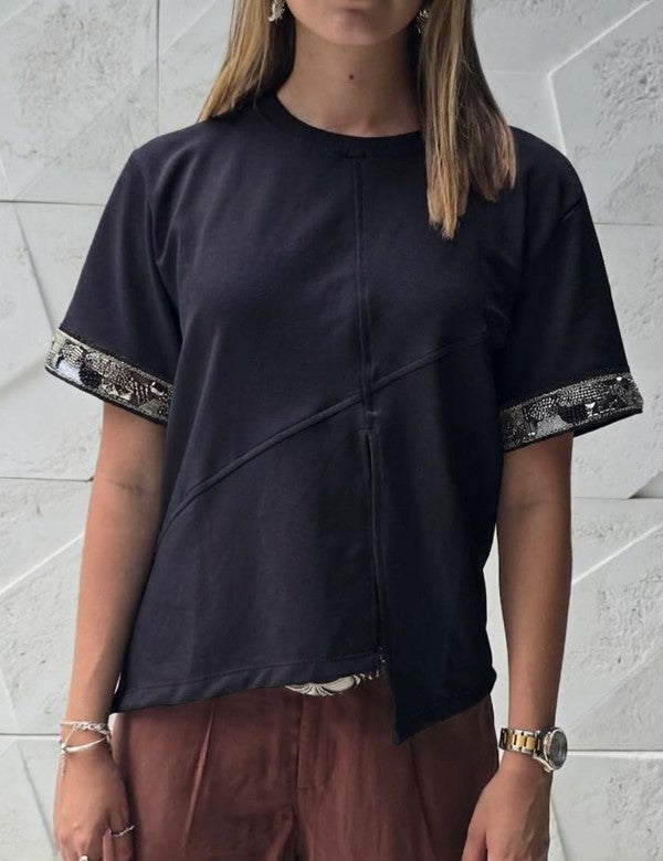 Camisa Atelier Aplique Negra